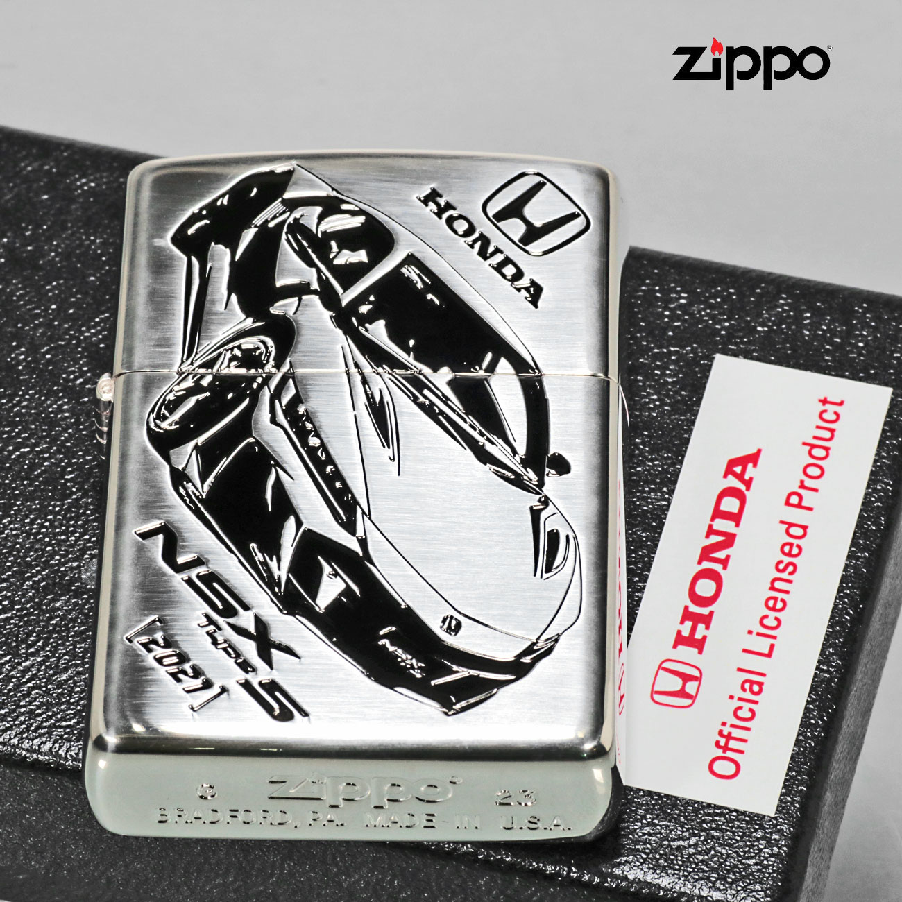 zippo(ジッポーライター)Hondaシリーズ ホンダ　NSX typeS 2021　銀イブシ　Honda公式認定 Honda-NSXS ギフト  送料無料 （ネコポス可）