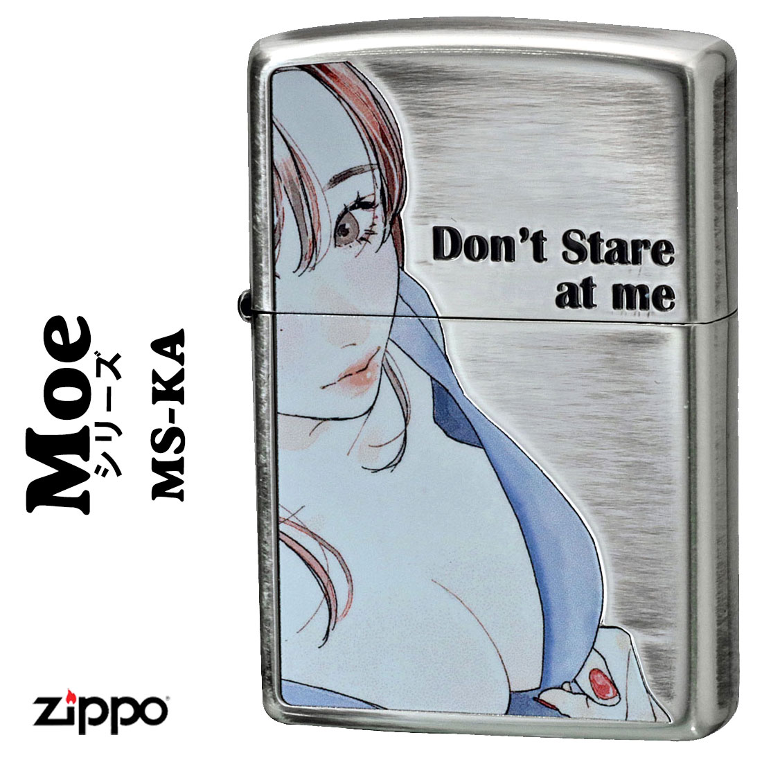 zippo(ジッポーライター)萌え MOE 銀イブシ エッチング クリヤーコート MS-KA　きれい　かわいい セクシー　メンズ プレゼント　 送料無料（ネコポス対応）