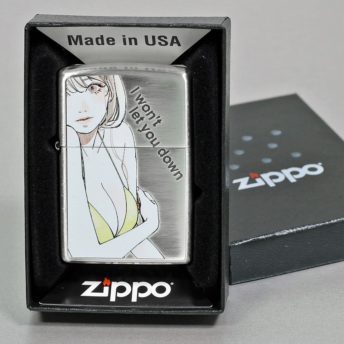 zippo(ジッポーライター)萌え MOE 銀イブシ エッチング クリヤーコート MS-KB　きれい　かわいい セクシー　メンズ　 プレゼント　 送料無料（ネコポス対応）