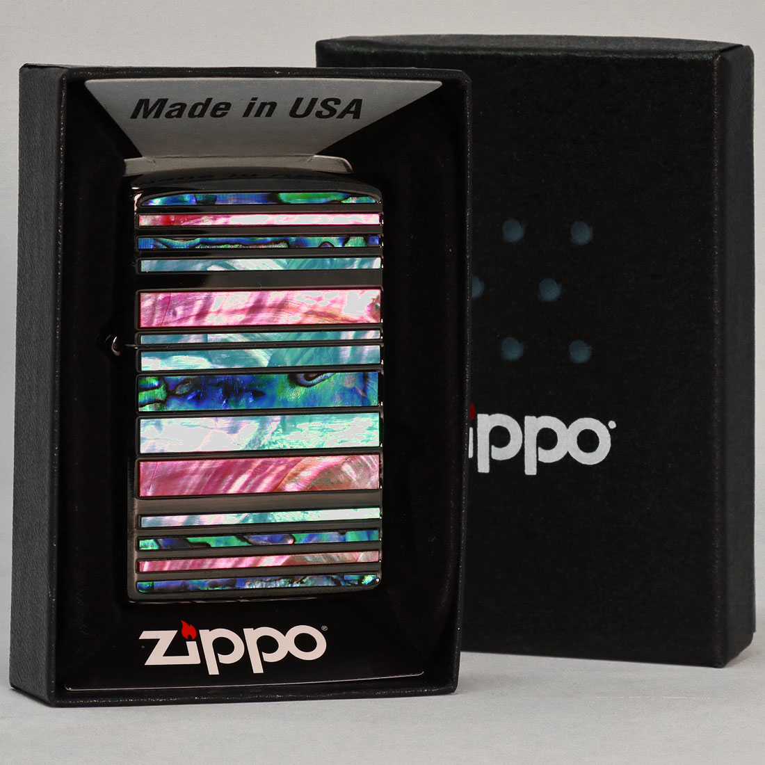 zippo (ジッポーライター)シェルマルチ ボーダー BK ブラックニッケル 