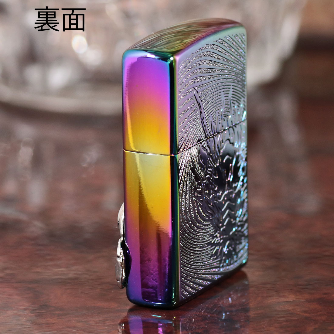 zippo 登龍門 レインボーチタンコーティング ニッケルイブシメタル貼り 彫刻 登竜門TC（R）Ni TORYU-TCR-NI 送料無料 ネコポス可 残り1個で終了の画像