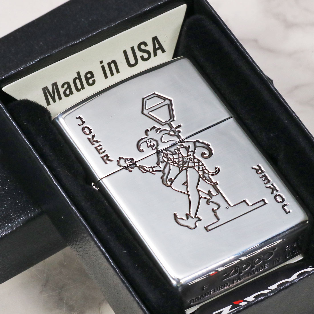 zippo ジッポーライター トランプ  ジョーカー ドランカー 銀イブシ エッチング zTR-J おしゃれ メンズ レディース ギフト 送料無料  ネコポス可の画像