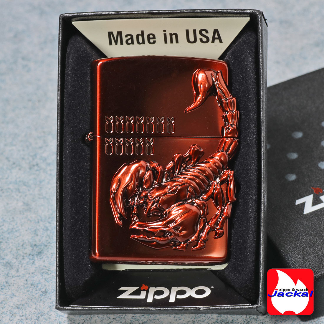 zippo (ジッポーライター)ヴェノムvenom（毒） スコーピオン Scorpion(サソリ)メタル貼り　レッド　赤　カッコイイ　 送料無料  【ネコポス可】