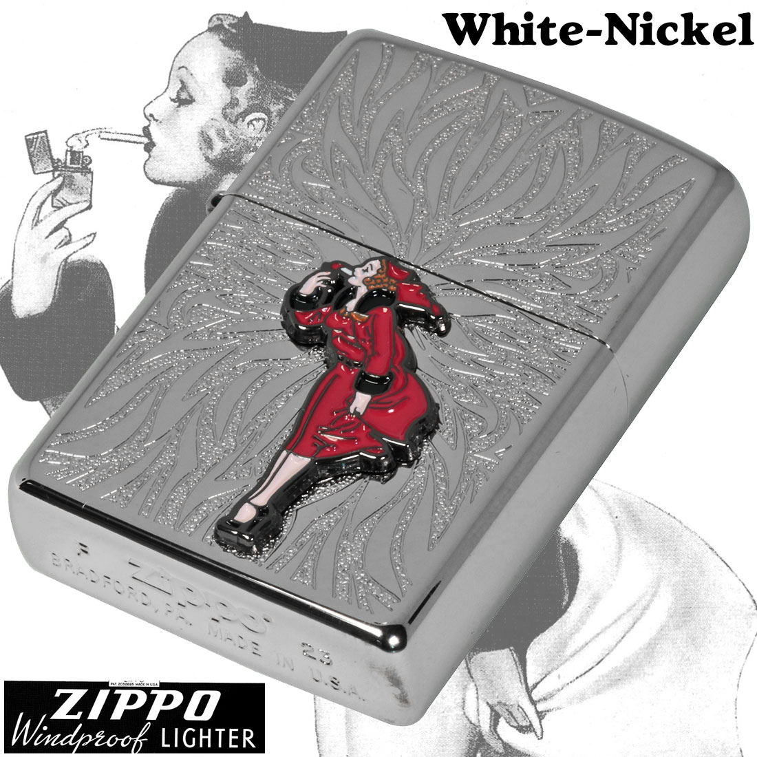 zippo(ジッポーライター)大人気「WINDY」メタル貼り ネオブラック 