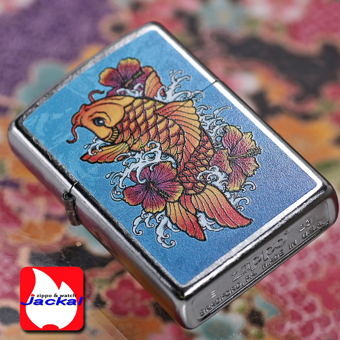 zippo(ジッポーライター)USA  和柄シリーズ　昇り鯉とハイビスカス　ストリートクローム　プリント加工　Z207-107667  送料無料 （ネコポス可） | ZIPPO | 04