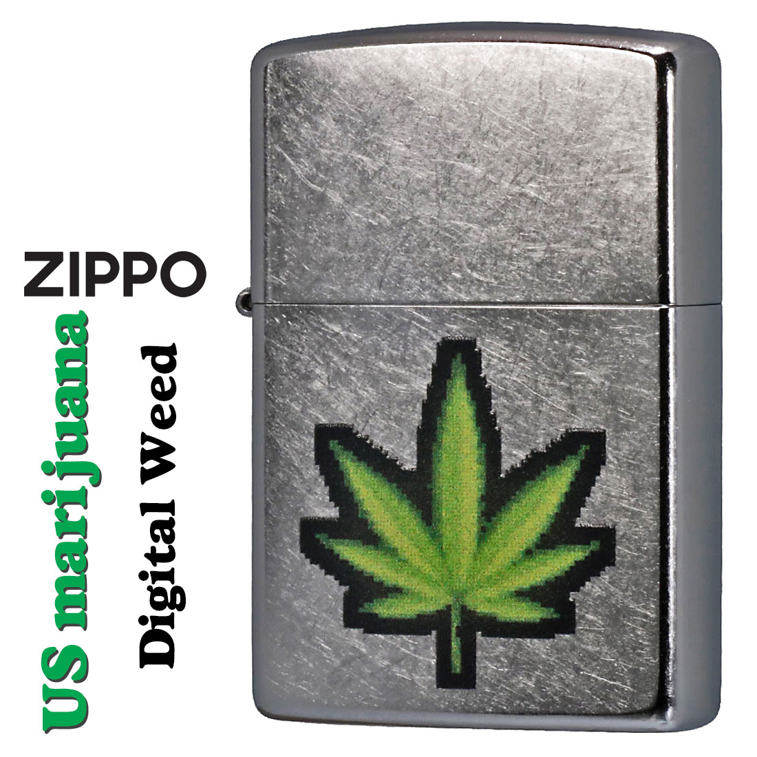 zippo(ジッポーライター) マリファナ　Digital Weed デジタルウィード  2024年　USモデル ストリートクローム Z207-112484  おしゃれ  ギフト（ネコポス対応）｜jackal