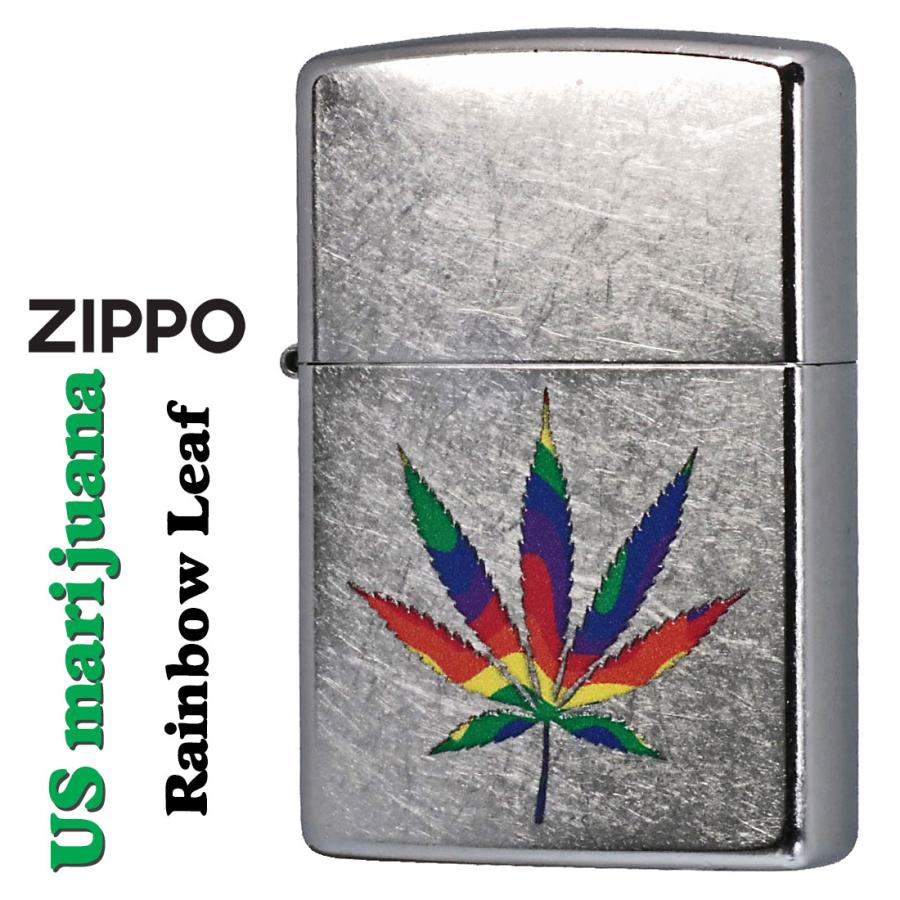 zippo(ジッポーライター) マリファナ　Rainbow Leaf レインボーリーフ  2024年　USモデル ストリートクローム Z207-112500 おしゃれ  ギフト（ネコポス対応）｜jackal