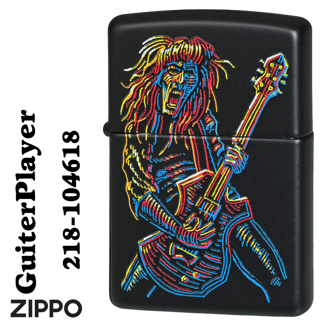 父の日：zippo  Guiter Player ギター　プレイヤー　ブラックマット 2023モデル  Z218-104618　ミュージック  カッコイイ　ギフト  送料無料 （ネコポス対応）｜jackal