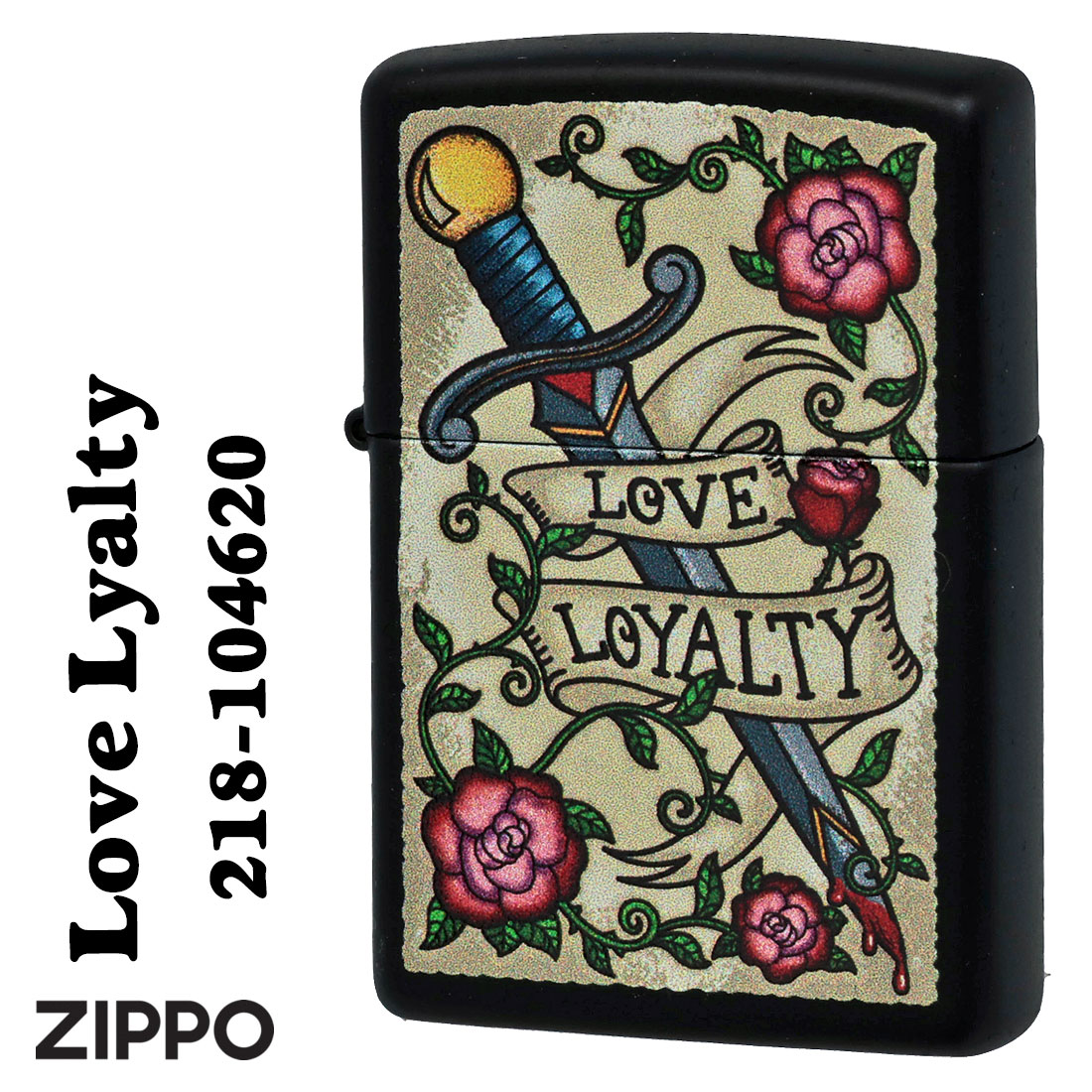 zippo(ジッポーライター)   Love Loyalty ブラックマット  黒 2023モデル Z218-104620  カワイイ キュート ギフト   送料無料 （ネコポス対応）