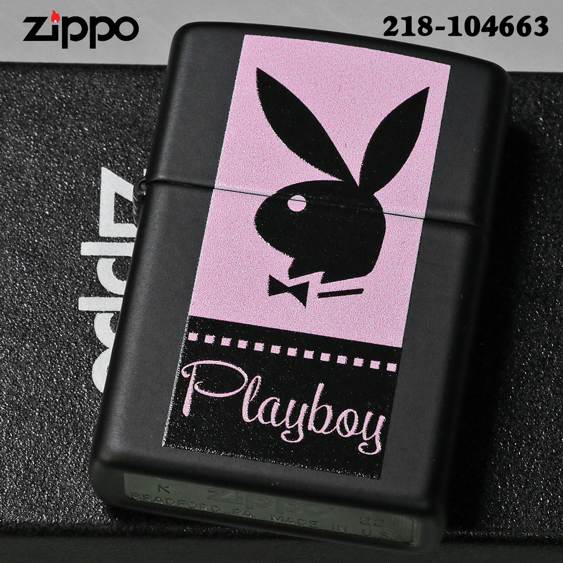 zippo PLAYBOY pink bunny　ピンク　バニー　ブラックマット2023モデル Z218-104663 おしゃれ カッコイイ ギフト  送料無料（ネコポス対応）