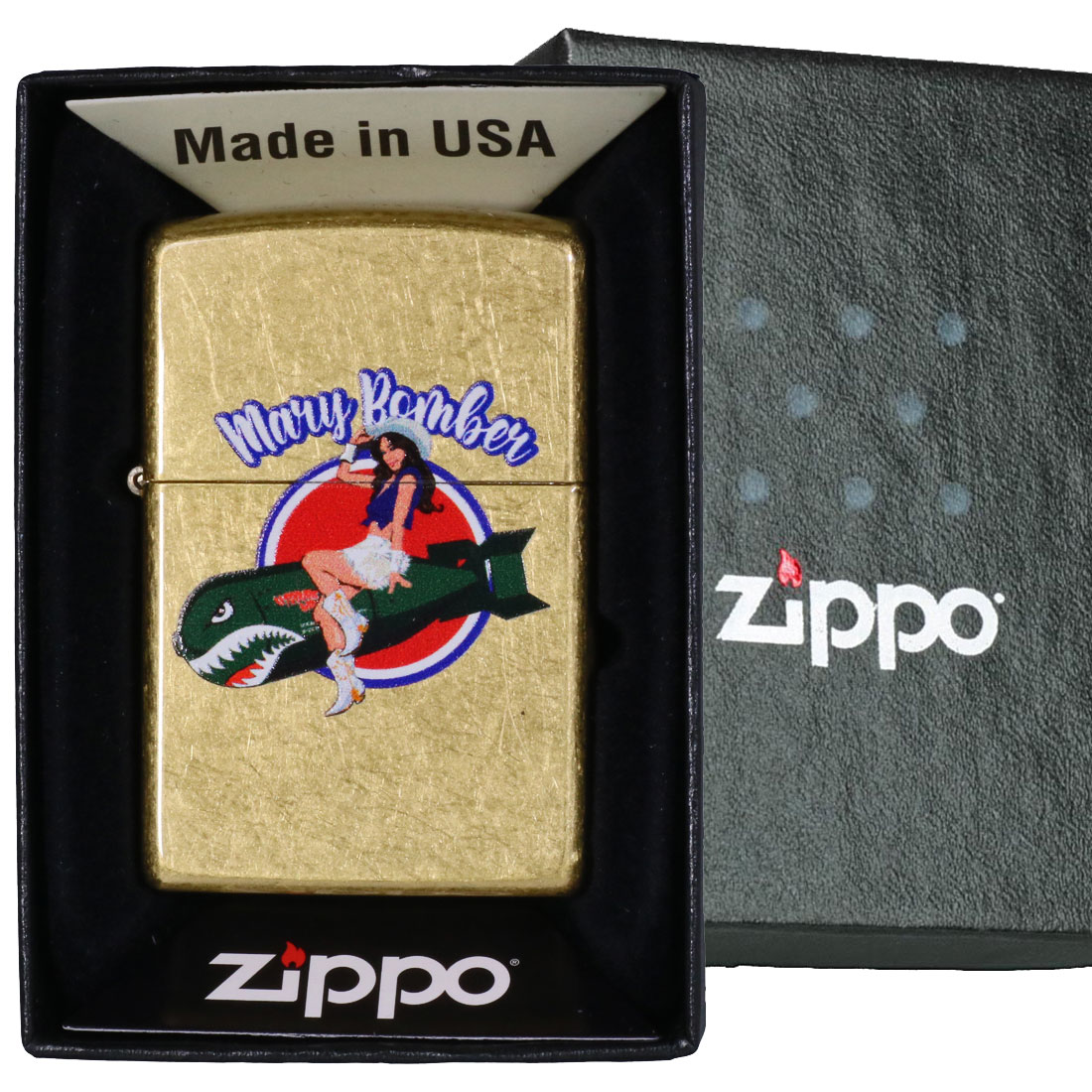 ZIPPO/USオリジナルZIPPO 2025 ガール柄 MARY BOMBER 爆撃機シンボルガール ストリートブラス プリント加工 Z48267-125627画像3