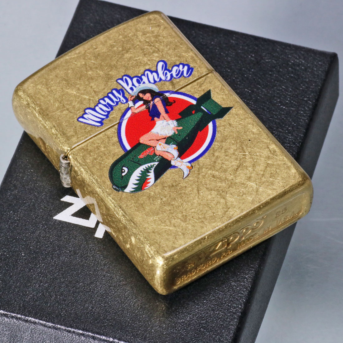 ZIPPO/USオリジナルZIPPO 2025 ガール柄 MARY BOMBER 爆撃機シンボルガール ストリートブラス プリント加工 Z48267-125627画像6