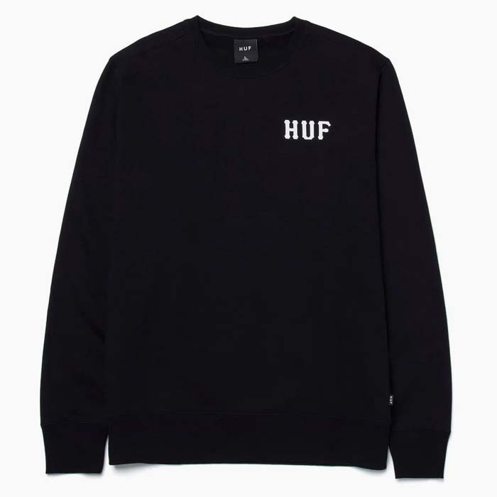 HUF ハフ スウェットシャツ メンズ ESSENTIALS CLASSIC H CREW PF00466 トレーナー ロゴ 黒 ベージュ ナチュラル