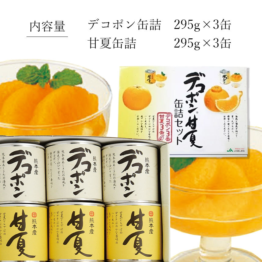 デコポン甘夏缶詰セット6缶入 JAあしきた 果物 フルーツ ギフト みかん、柑橘類