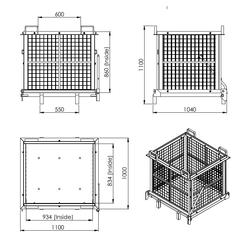 フォークリフト用スクラップボックス 業務用産廃メッシュコンテナ WDM110 : wdm110 : 雀華ヤフー店 - 通販 - Yahoo!ショッピング