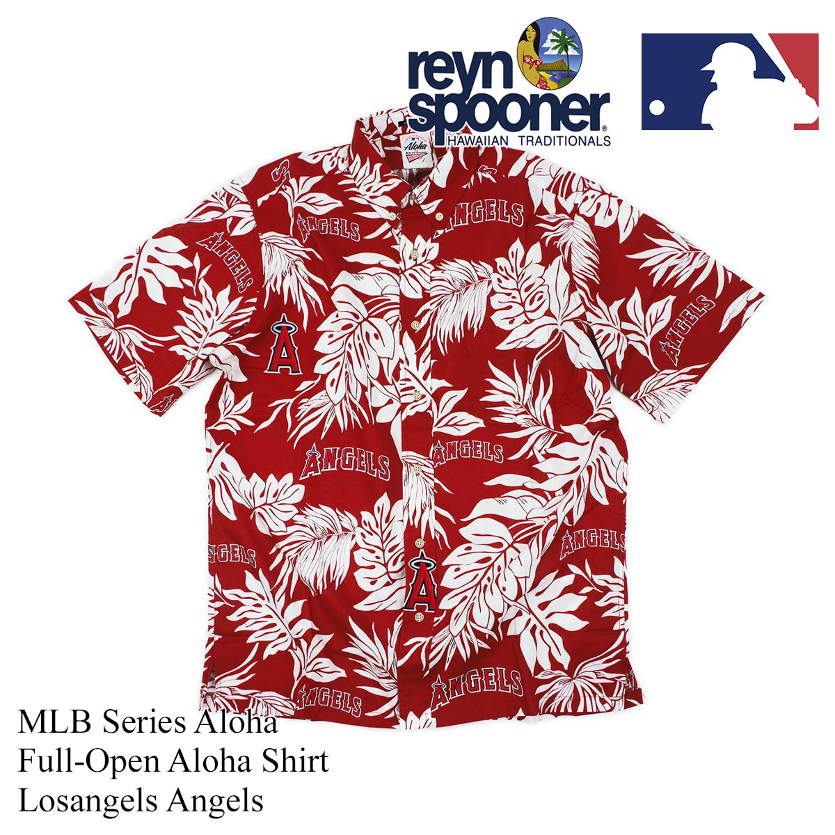 レインスプーナー REYN SPOONER 半袖 アロハシャツ フルオープン アロハ メジャーリーグ公式 MLB ALOHA 大谷翔平 グッズ  エンゼルス 限定 コラボレート