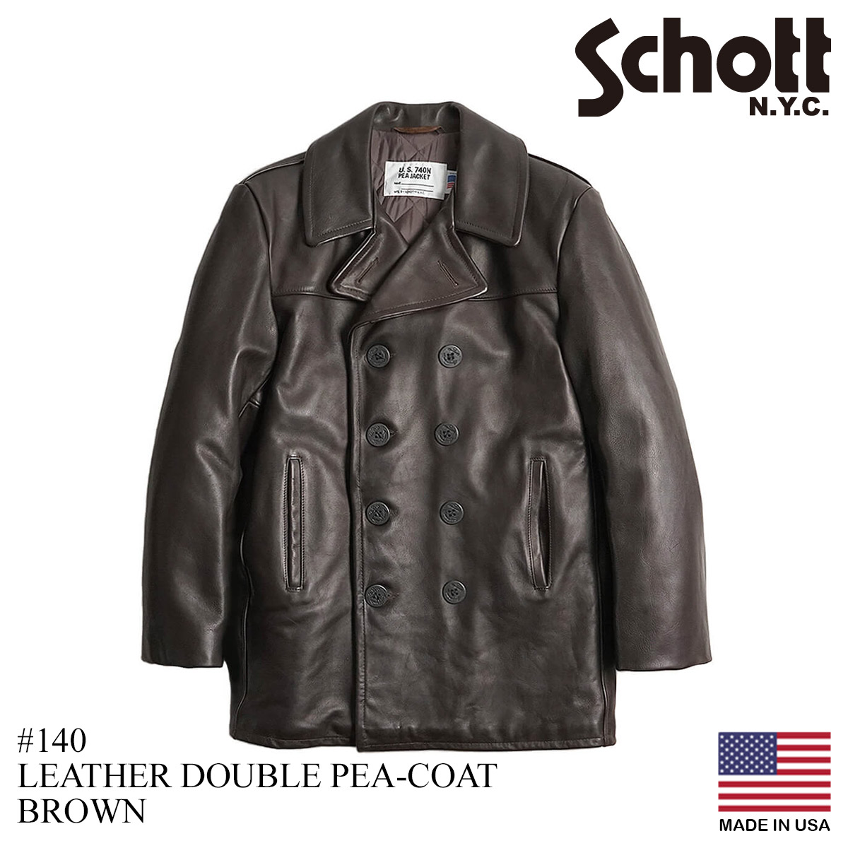 ショット SCHOTT 140 メンズ レザー ダブル ピーコート アメリカ製 