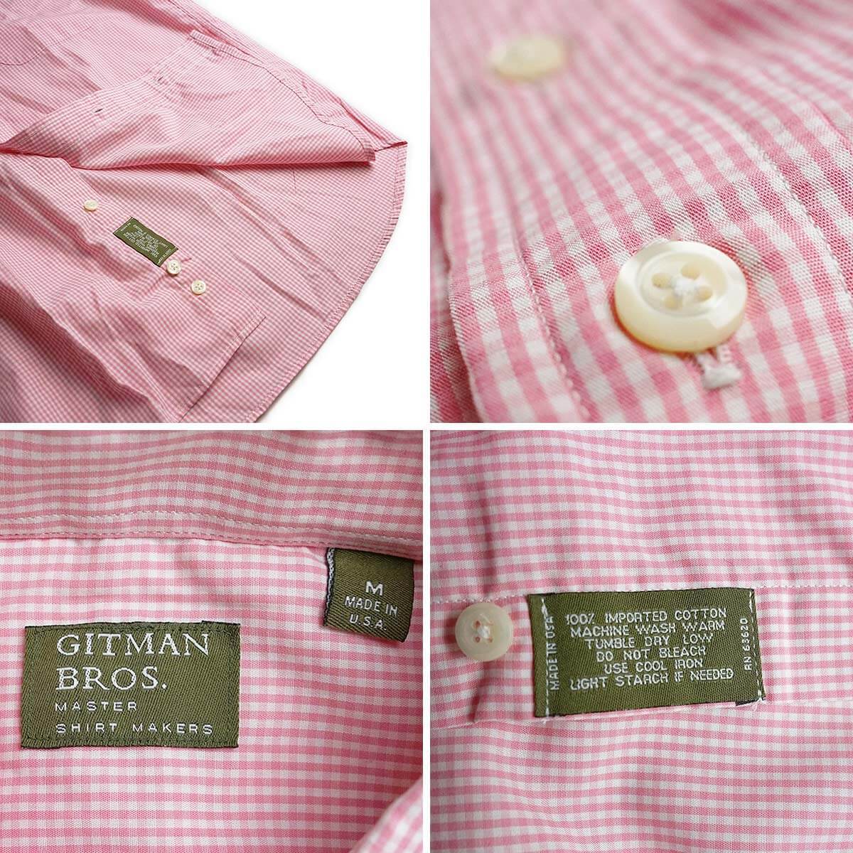 ギットマン ブラザーズ Gitman Bros. ギンガムチェック ボタンダウンシャツ ピンク/ホワイト アメリカ製 米国製 GINGHAM CHECK B.D. SHIRT 長袖｜jalana｜08