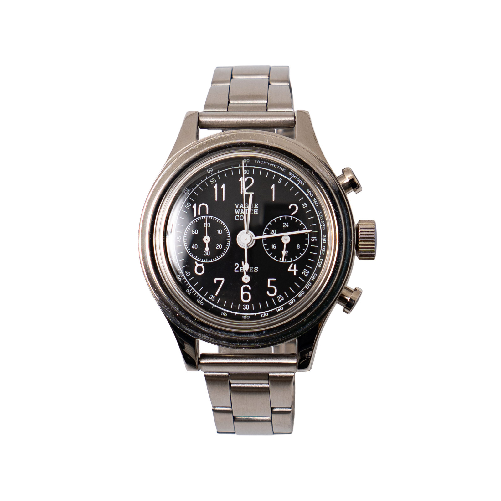 ヴァーグウォッチ VAGUE WATCH CO. クロノグラフ ツーアイズ AG ｜ 腕時計 クォーツ ステンレス 38mm 日本製ムーブメント シルバーの画像