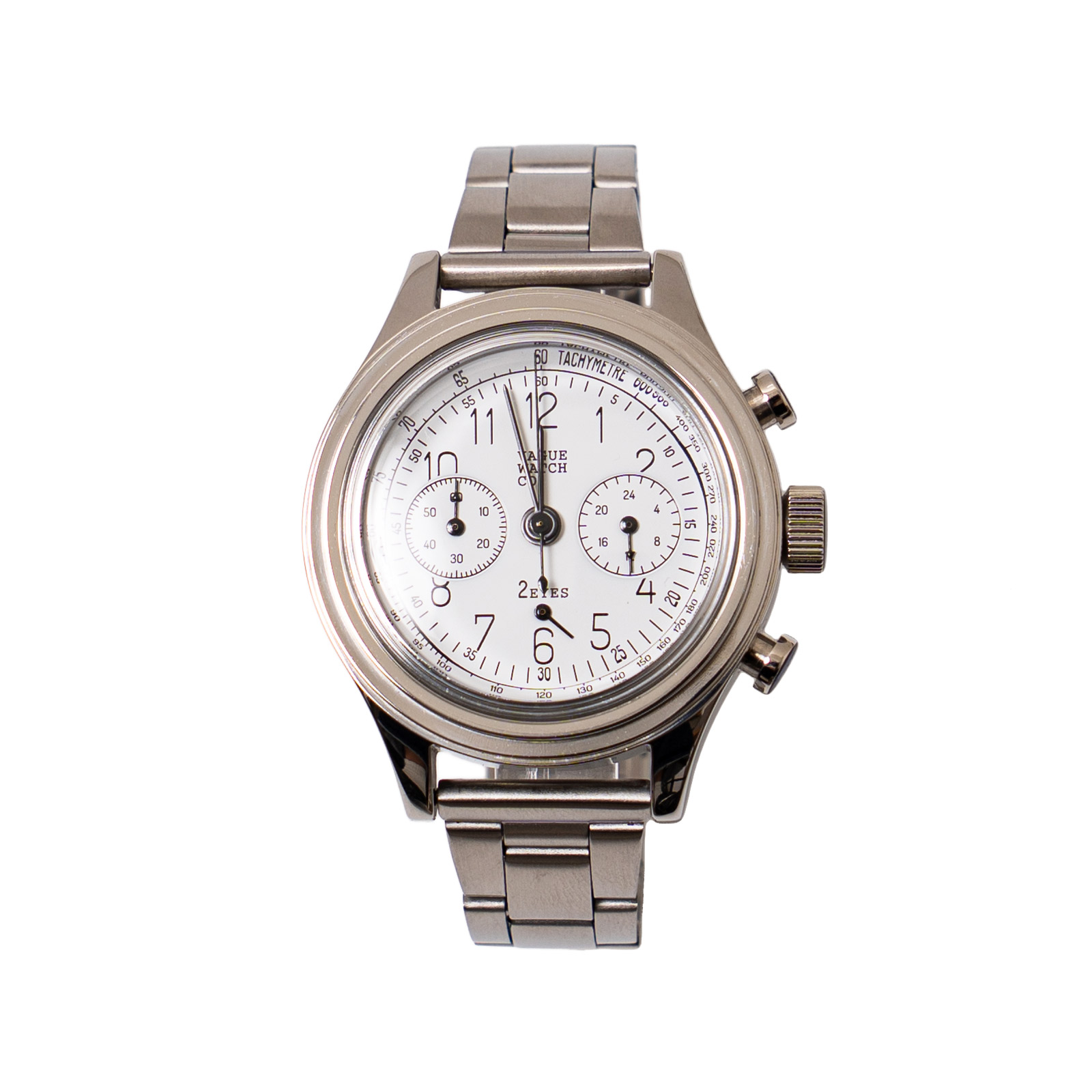 ヴァーグウォッチ VAGUE WATCH CO. クロノグラフ ツーアイズ AG ｜ 腕時計 クォーツ ステンレス 38mm 日本製ムーブメント シルバーの画像