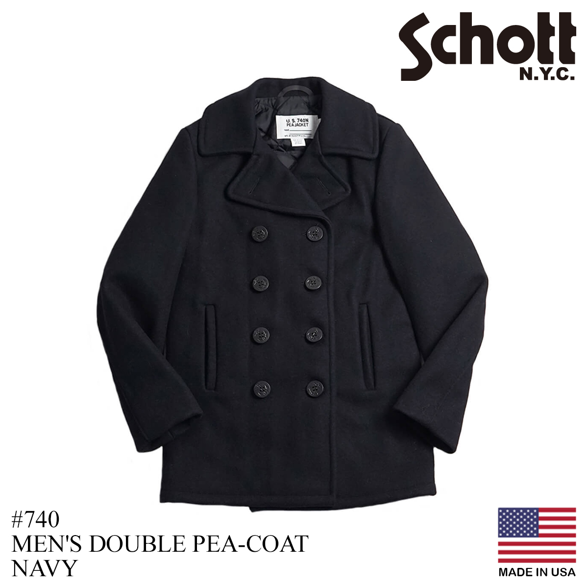 ショット SCHOTT 740 メンズ ウール ダブル ピーコート