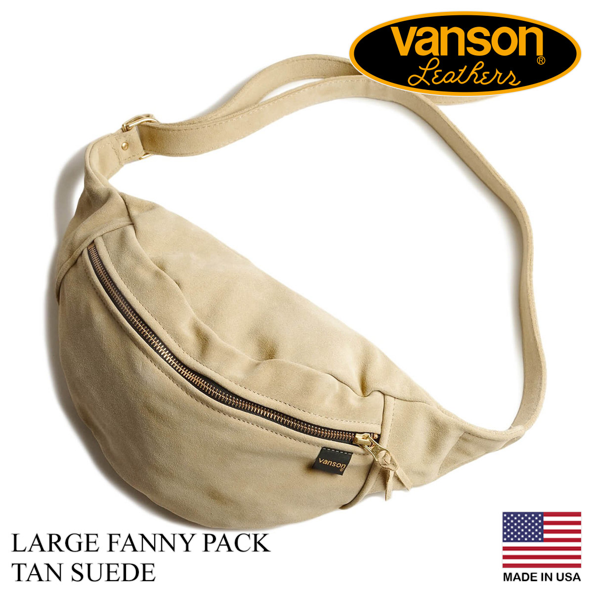 バンソン VANSON レザー ポーチ ラージ ファニーパック タンスエード ｜ 定番 メンズ レディース ユニセックス LARGE FANNY  PACK 別注 シンプル 本革 革 バッグ