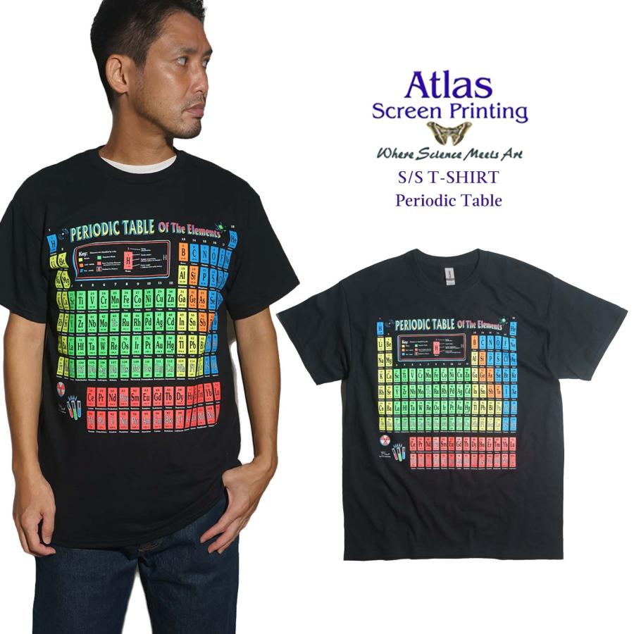 アトラススクリーンプリンティング ATLAS SCREEN PRINTING 半袖Tシャツ ピリアディクテーブル ｜ メンズ S-XL 周期表 元素記号 元素周期表 PERIODIC TABLE | ブランド登録なし