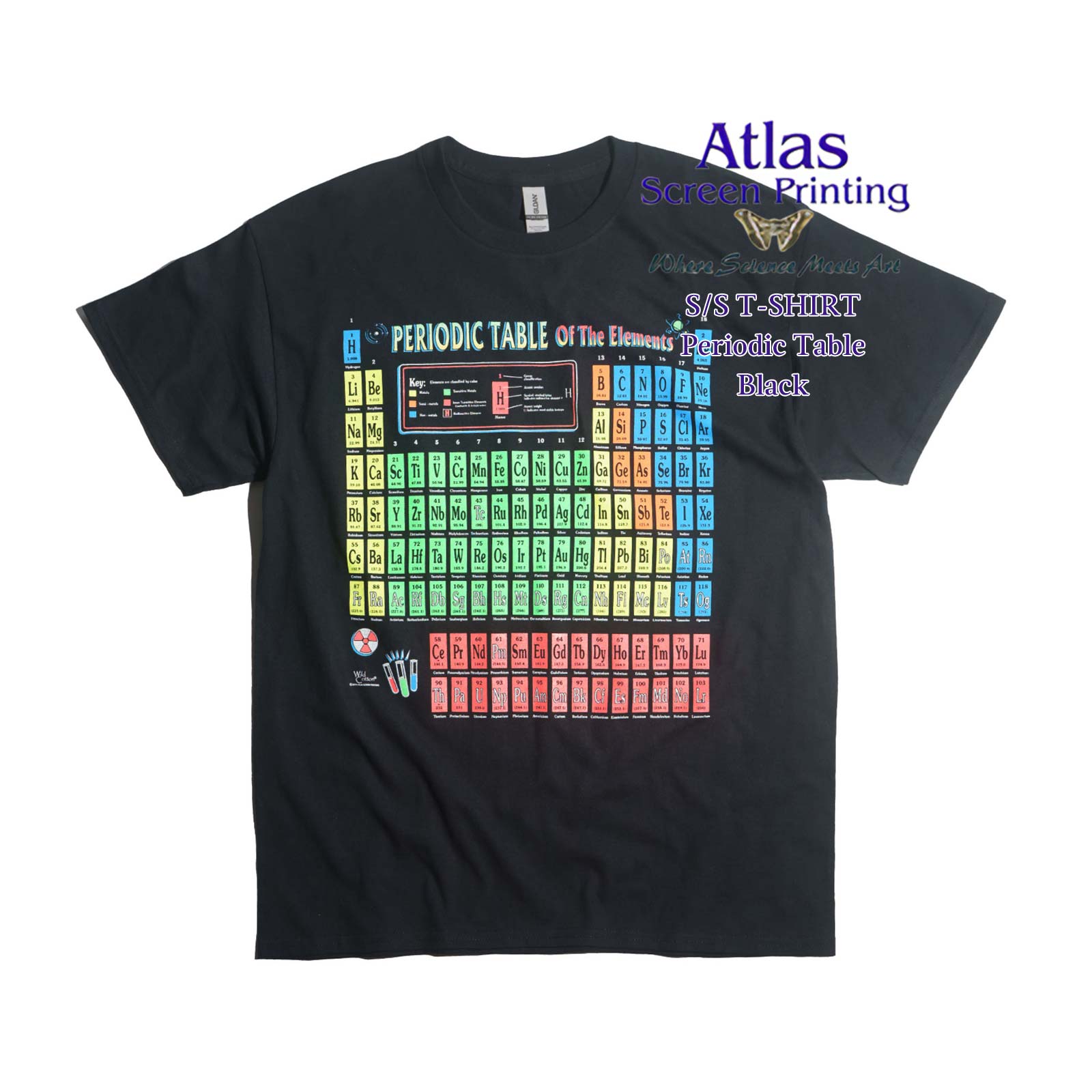 アトラススクリーンプリンティング ATLAS SCREEN PRINTING 半袖Tシャツ ピリアディクテーブル ｜ メンズ S-XL 周期表 元素記号 元素周期表 PERIODIC TABLE | ブランド登録なし | 01