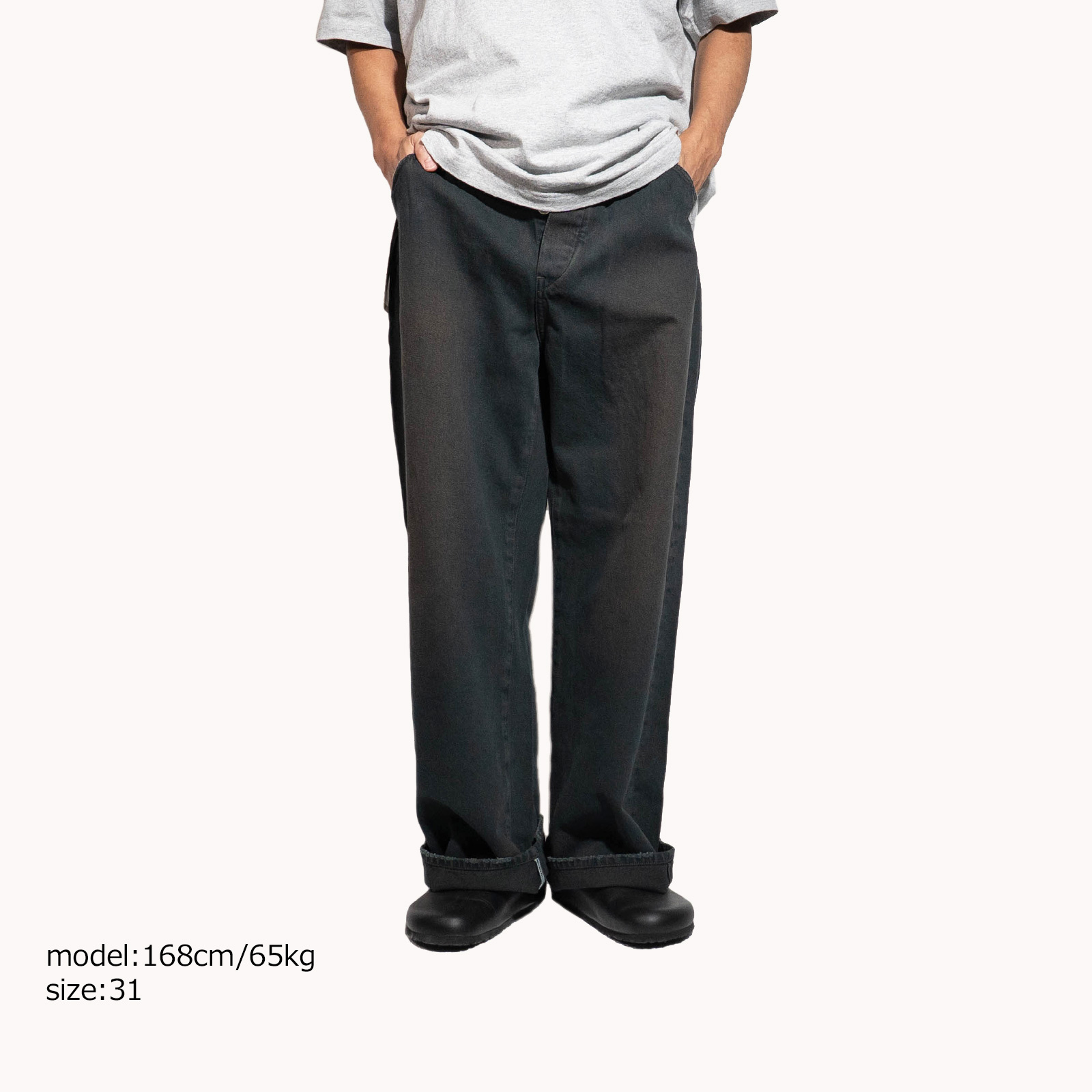 オーセン AUTHEN ヴィンテージ ワイドレッグ オーバーダイブラック