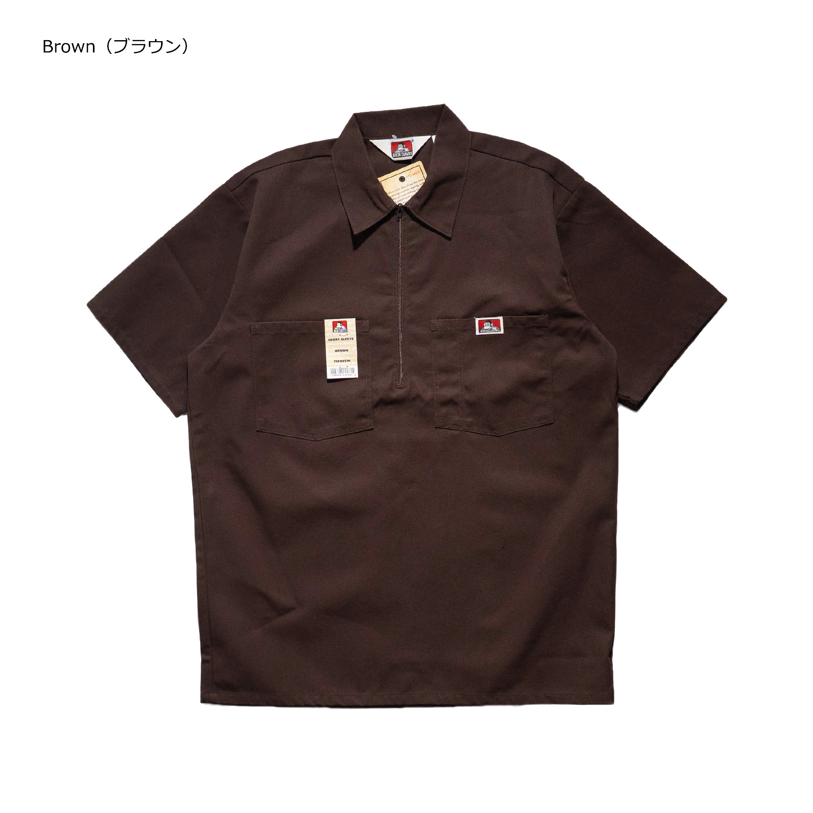 BEN DAVIS（ベンデイビス） 半袖 1/2ジップ ワークシャツ アメリカ流通