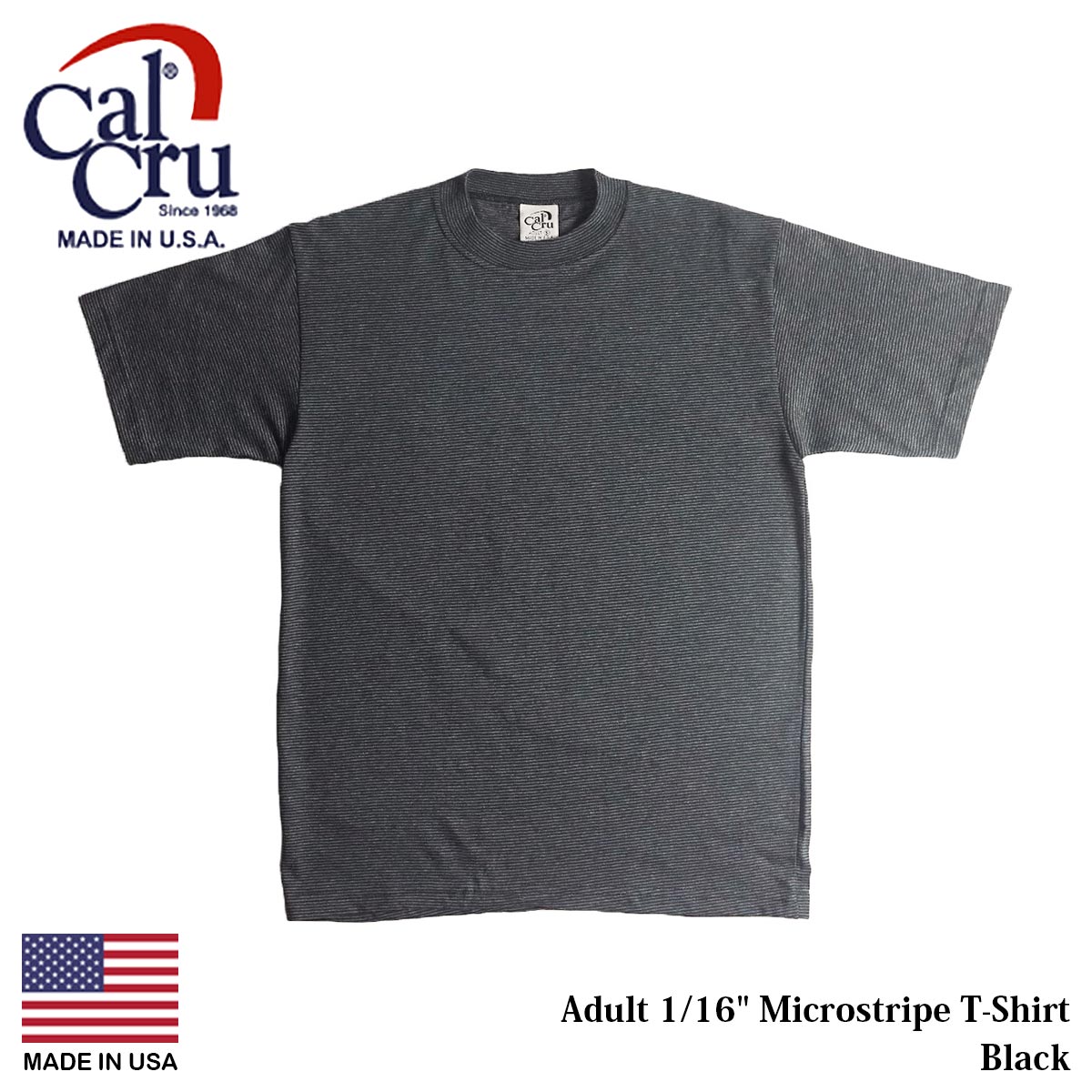 カルクルー Cal Cru 1/16インチ マイクロストライプ 半袖 Tシャツ メンズ アメリカ製 米国製 マイクロボーダー ナローボーダー ボーダーT｜jalana｜04