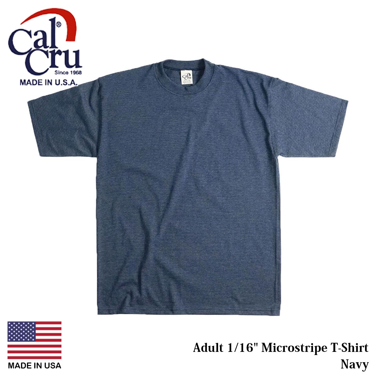カルクルー Cal Cru 1/16インチ マイクロストライプ 半袖 Tシャツ メンズ アメリカ製 米国製 マイクロボーダー ナローボーダー ボーダーT｜jalana｜03