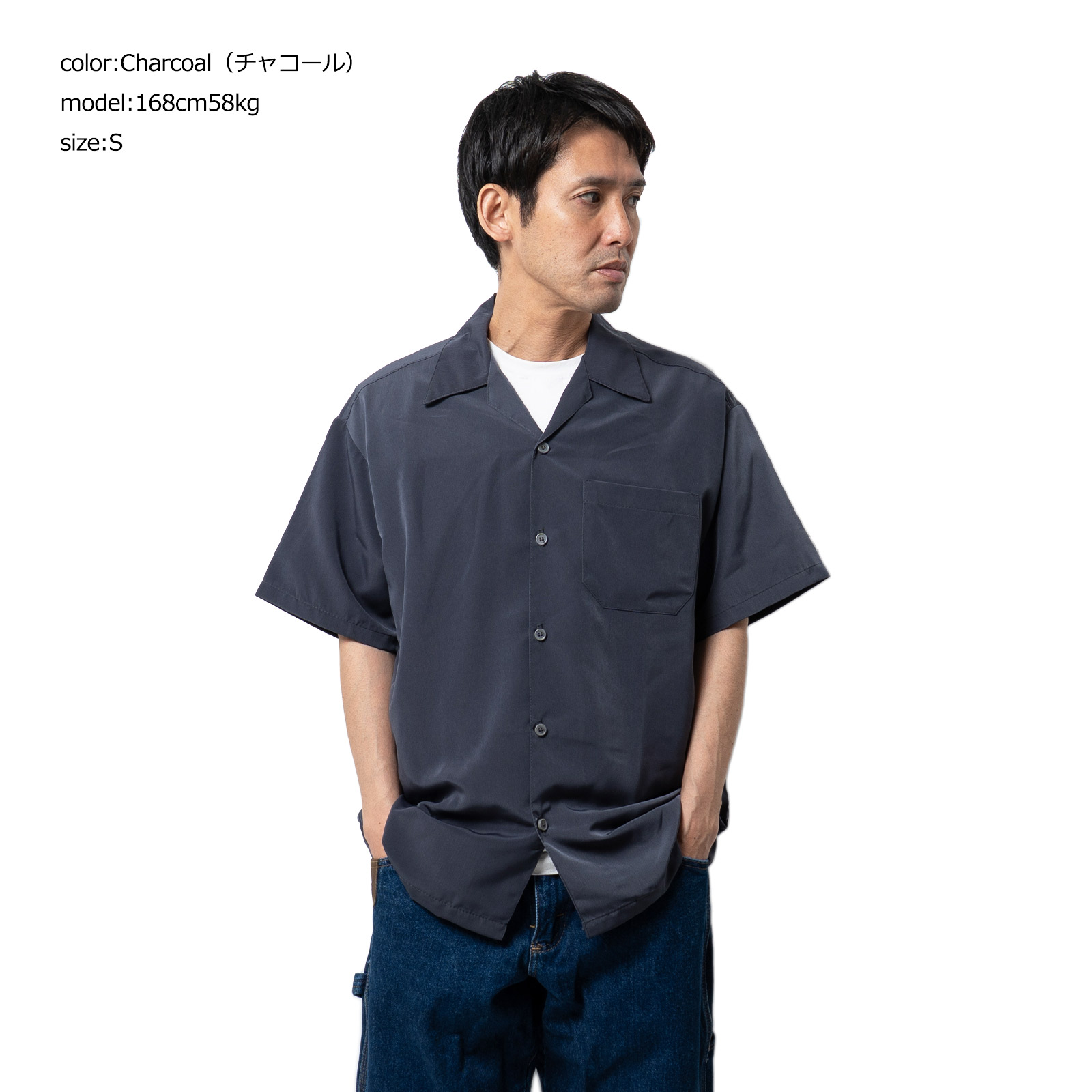 Cal Top（キャルトップ） #3003SS 半袖 サテン オープンカラーシャツ