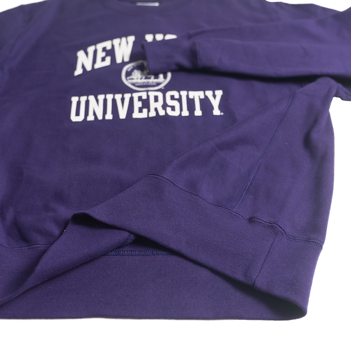 NEW YORK UNIVERSITY オフィシャルロゴスウェット チャンピオン リバースウィーブ｜メンズ L Champion カレッジスウェット  NYU ニューヨーク大学 海外買い付け