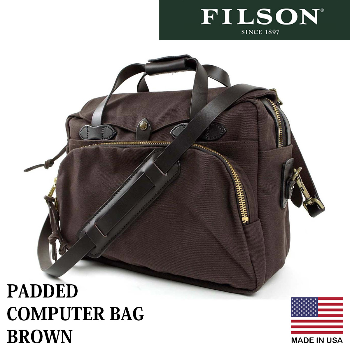 フィルソン FILSON パッデドコンピューターバッグ ｜ メンズ 2WAY ビジネスバッグ PCバッグ 鞄 かばん ブリーフケース アメリカ製  PADDED COMPUTER BAG ヘビー