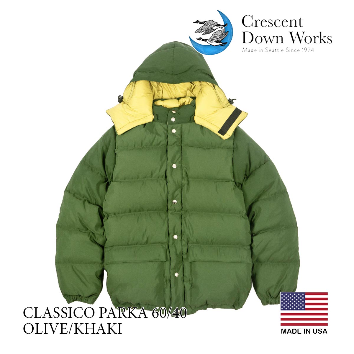 クレセントダウンワークス CRESCENT DOWN WORKS ダウンジャケット クラシコパーカ 60/40 ｜ メンズ アメリカ製 防寒 保温  CLASSICO PARKA 定番 ホワイトグース