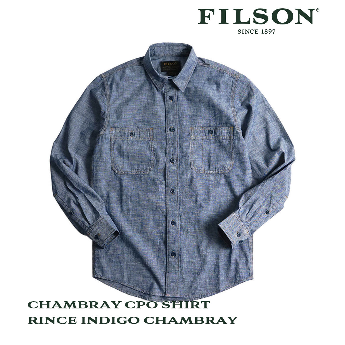 フィルソン FILSON シャンブレーCPOシャツ 20189139 メンズ XS-XXL コットン シャンブレー ワークシャツ ミリタリーシャツ