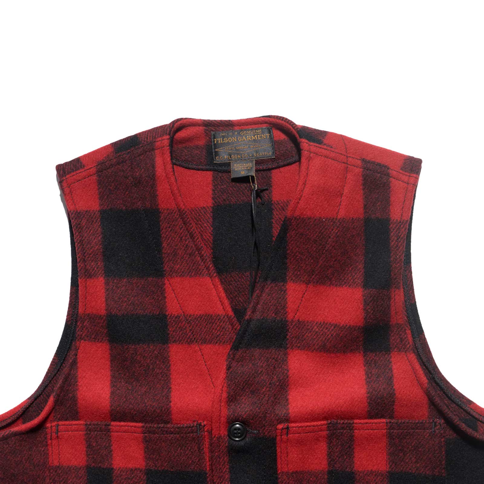 フィルソン FILSON マッキーノ ウール ベスト チェック｜ メンズ アメリカ製 MACKINAW WOOL VEST MADE IN USA  バージンウール100％ 耐風 保温 防水 耐久 チェッ