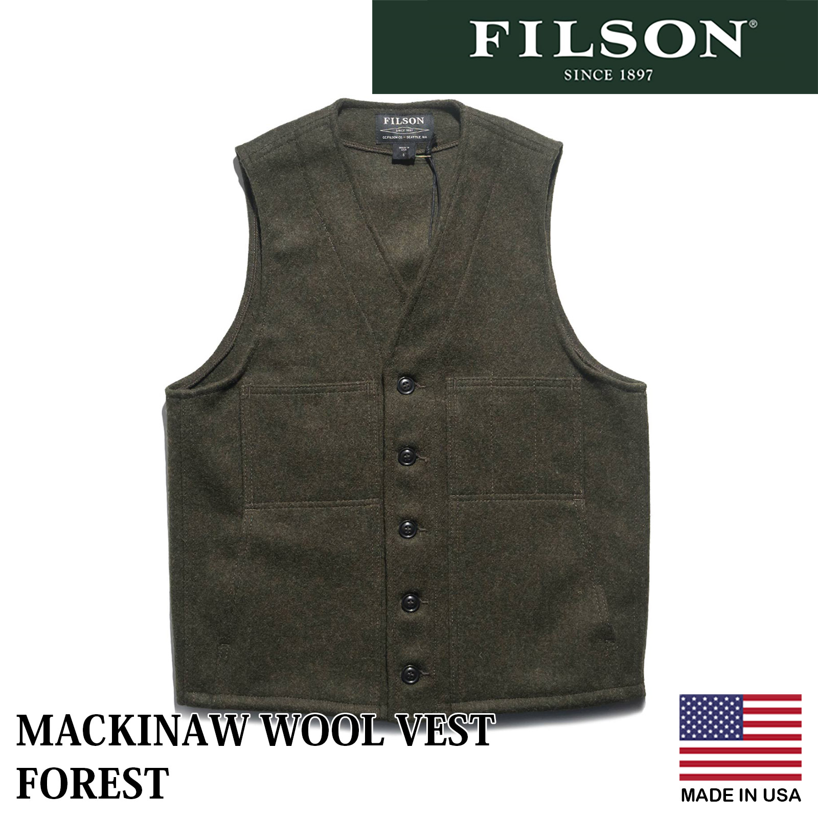 フィルソン FILSON マッキーノ ウール ベスト ソリッドカラー｜ メンズ アメリカ製 MACKINAW WOOL VEST MADE IN  USA バージンウール100％ 耐風 保温 防水 耐久 : filson-vst-mkn-chr : Jalana(ジャラーナ) - 通販 -  Yahoo!ショッピング