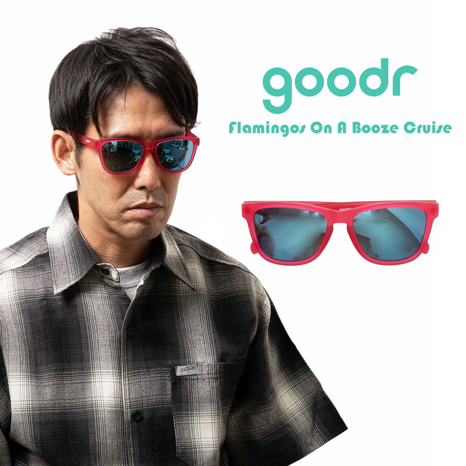 グダー goodr OG 偏光サングラス Flamingos On A Booze Cruise
