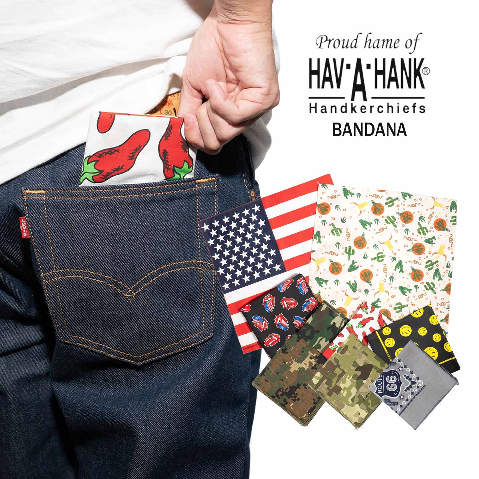 HAV-A-HANK（ハバハンク） プリントバンダナ 総柄 THE BANDANNA