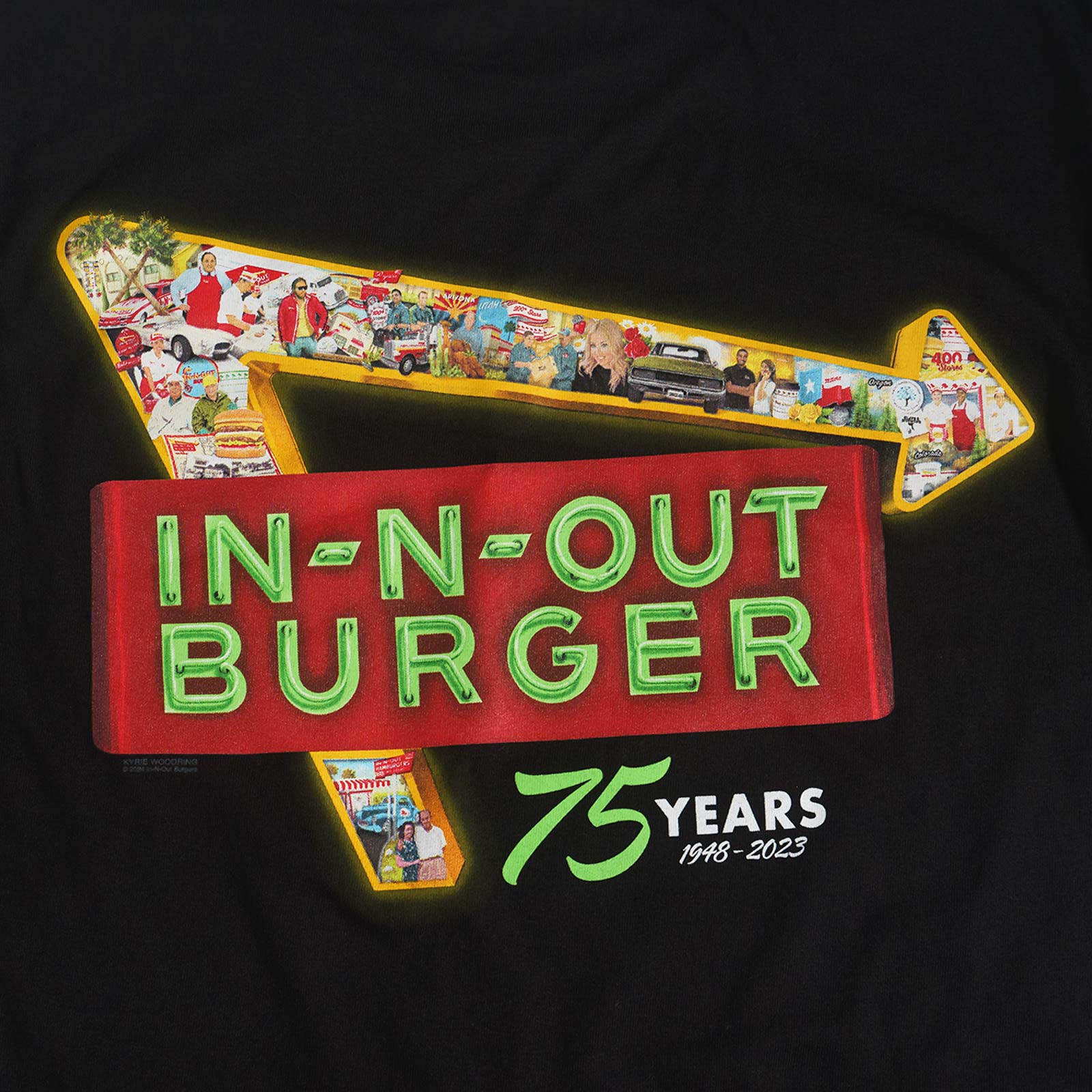 インアンドアウトバーガー 半袖 Tシャツ 2024 75周年アニバーサリー ブラック ｜ メンズ S-XXL In-N-Out Burger ご当地Tシャツ 海外買い付け スーベニア｜jalana｜05