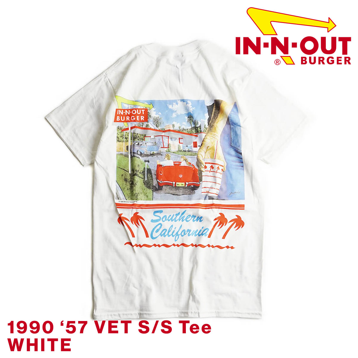 インアンドアウトバーガー 半袖 Tシャツ 1990 ’57 ベト ホワイト メンズ S-XXL In-N-Out Burger ご当地Tシャツ 海外買い付け｜jalana｜02
