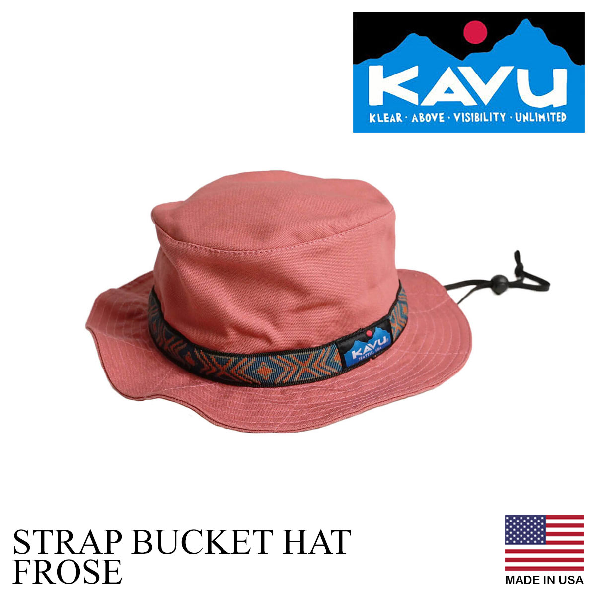 カブー KAVU ストラップ バケットハットアメリカ製 米国製 コットン キャンプ サファリ ハット ブーニー 帽子