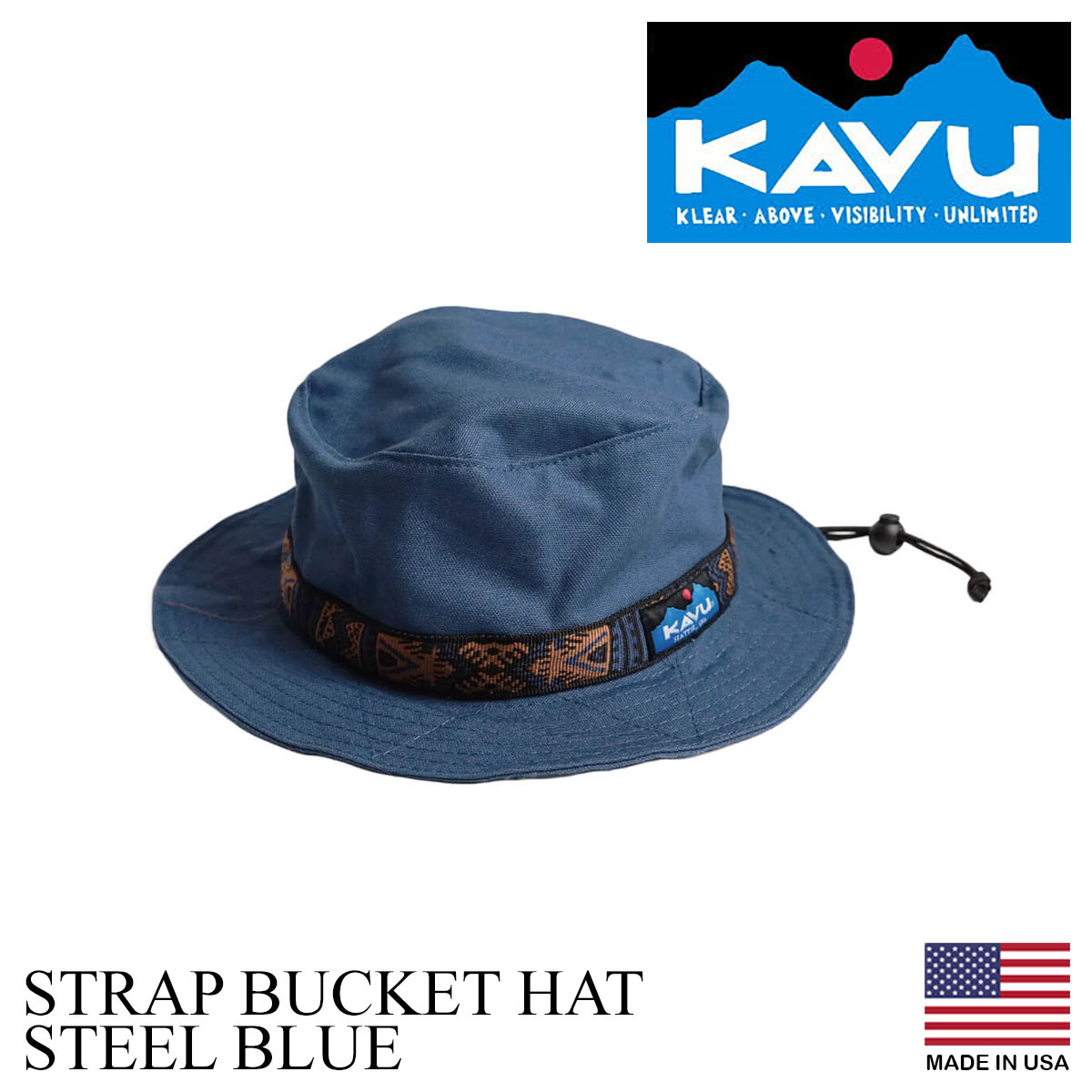 カブー KAVU ストラップ バケットハットアメリカ製 米国製 コットン キャンプ サファリ ハット ブーニー 帽子