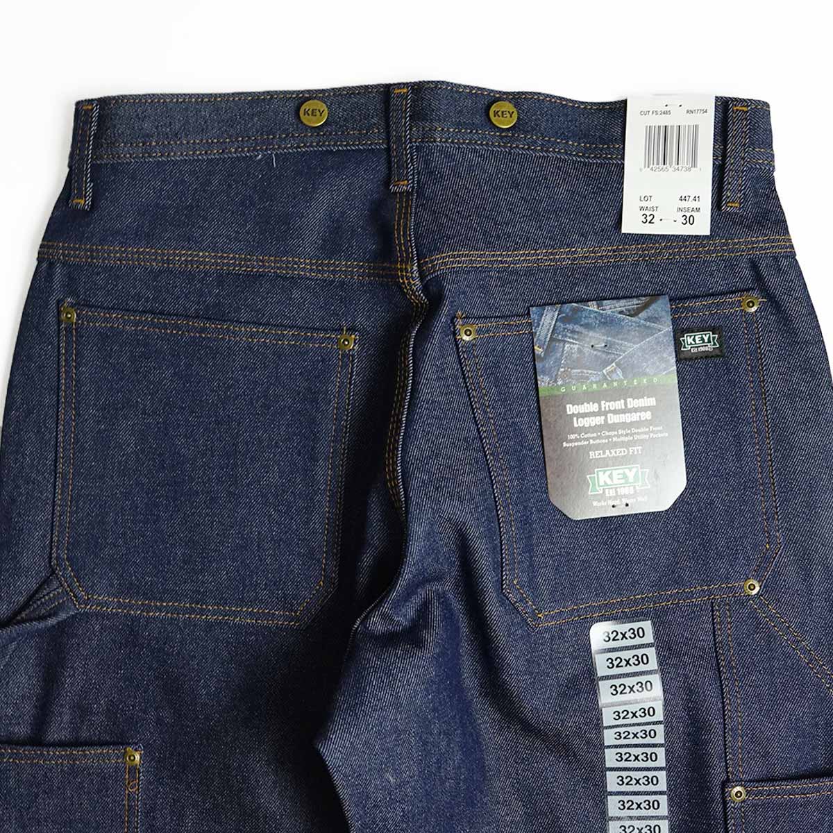キー KEY ダブルフロント デニム ロガー ダンガリー パンツ447-41 メンズ 30-46 ダブルニー ペインターパンツ カーペンターパンツ 生デニム 14オンス | KEY | 13