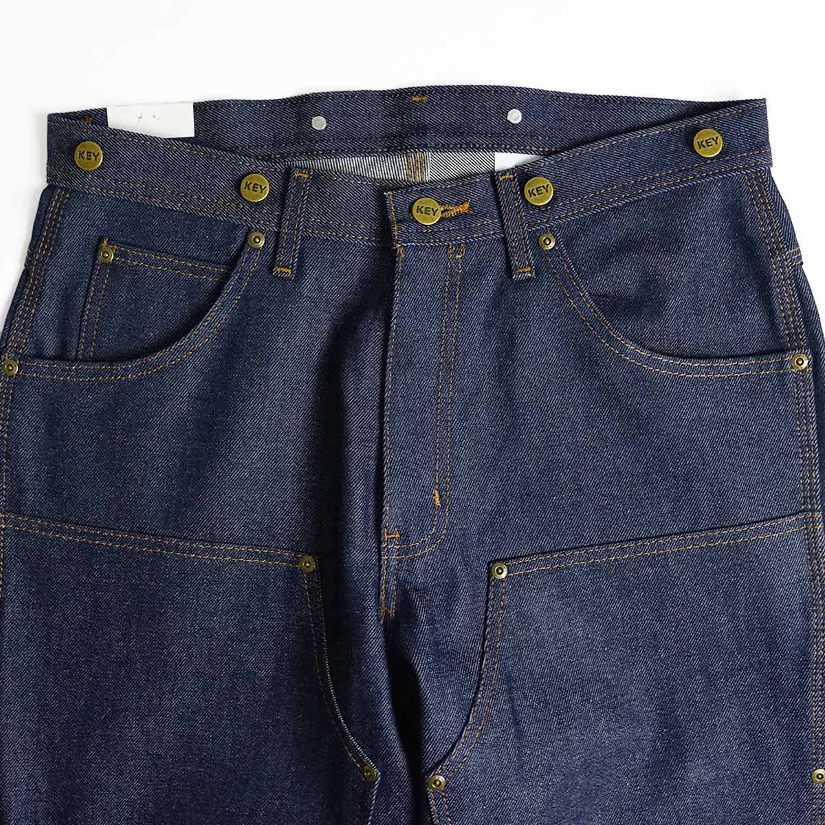 キー KEY ダブルフロント デニム ロガー ダンガリー パンツ447-41 メンズ 30-46 ダブルニー ペインターパンツ カーペンターパンツ 生デニム 14オンス | KEY | 03