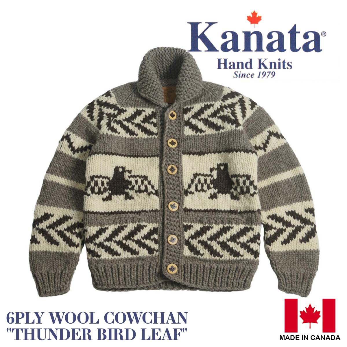オックスフォードブルー カウチン セーター kanata ニット L カナダ製
