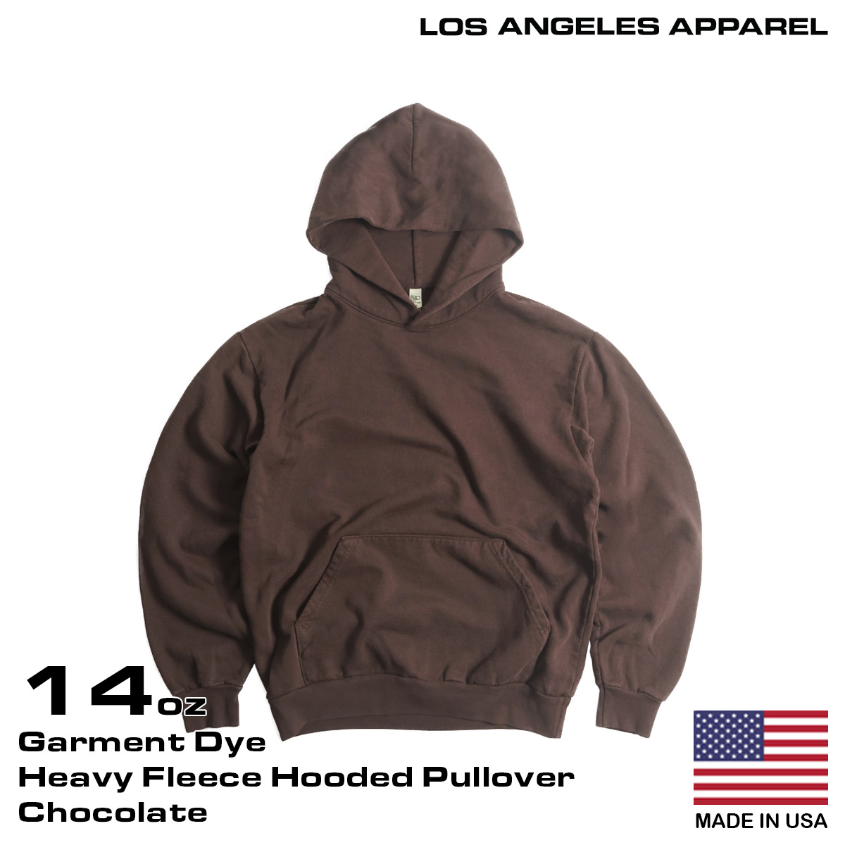 ロサンゼルスアパレル LOSANGELES APPAREL HF09GD 14オンス ヘビーフリース プルオーバーフード スウェット 別注 オーバーダイ ｜ 後染め アメリカ製 パーカー｜jalana｜03