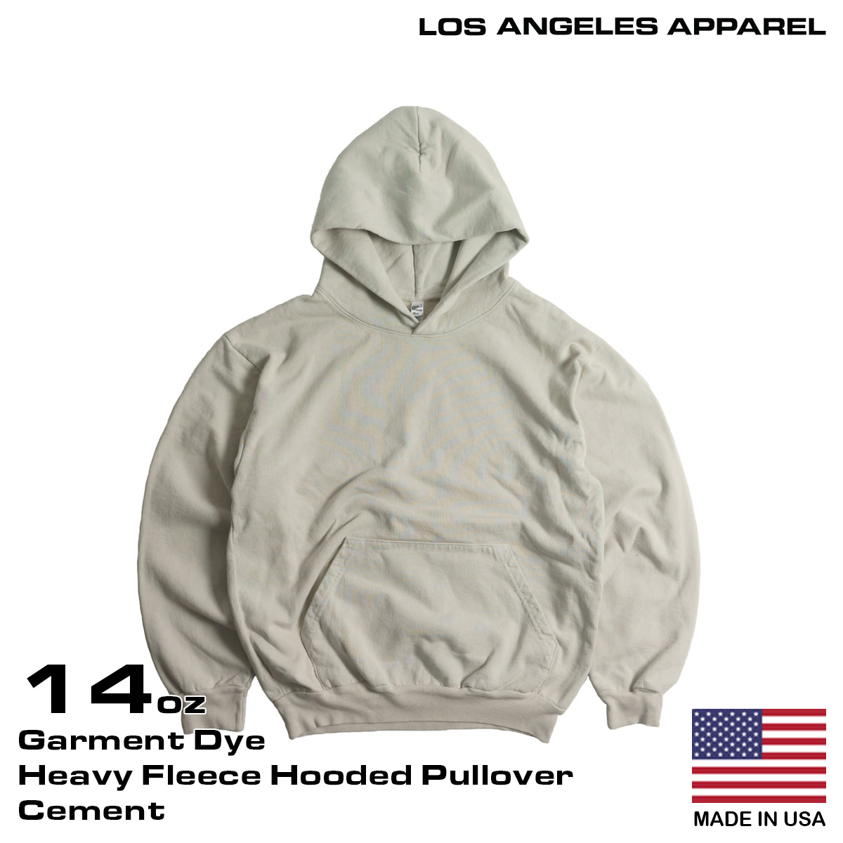 ロサンゼルスアパレル LOSANGELES APPAREL HF09GD 14オンス ヘビーフリース プルオーバーフード スウェット 別注 オーバーダイ ｜ 後染め アメリカ製 パーカー｜jalana｜04